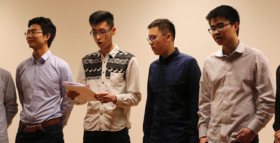 The NYU Shanghai community honors those impacted by the devastating Nepal earthquake with a candlelight vigil and a benefit event hosted in conjunction with the Rotary of Shanghai. May 4, 2015. (Photo by Sunyi Wang)