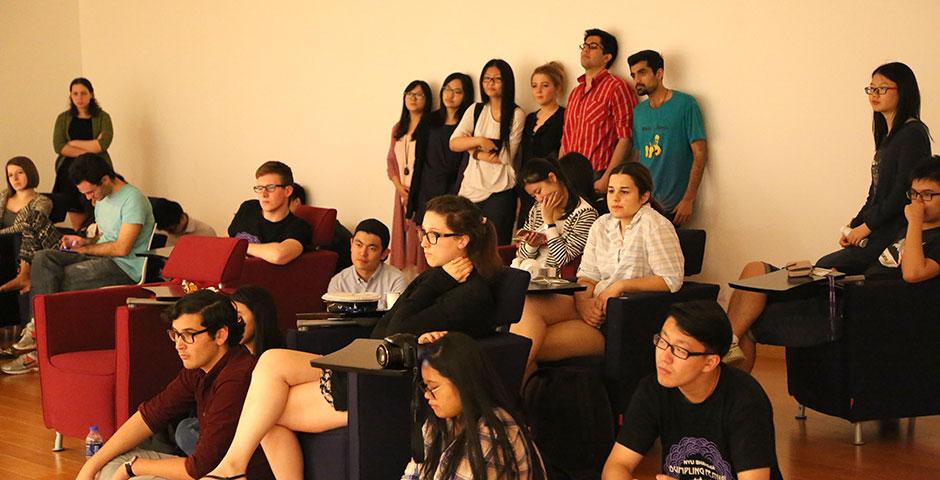 The NYU Shanghai community honors those impacted by the devastating Nepal earthquake with a candlelight vigil and a benefit event hosted in conjunction with the Rotary of Shanghai. May 4, 2015. (Photo by Sunyi Wang)