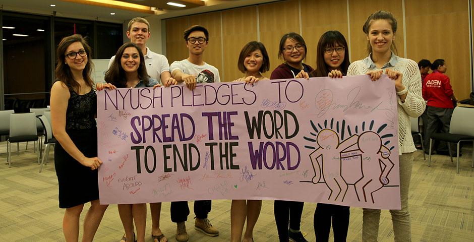 Students and faculty gather to discuss the launch of Best Buddies, a club dedicated to working with and befriending individuals with Intellectual &amp; Development Disabilities at locations around Shanghai. May 6, 2015. (Photo by Annie Seaman)