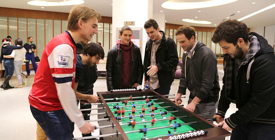 Students explore their athletics and recreation options at the spring semester Sports Fair. February 3, 2015. (Photo by Annie Seaman)