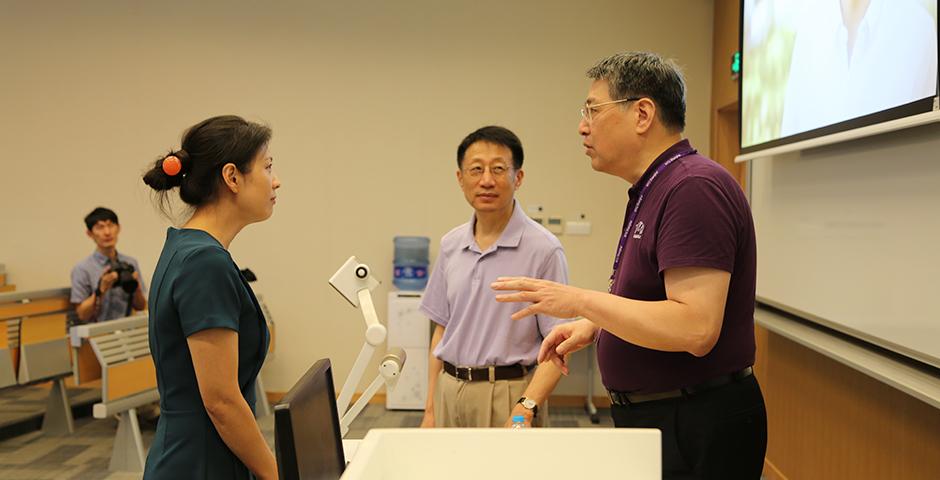 A delegation from the United Nations visited NYU Shanghai on July 18, 2015. (Photo by Fred Wu)