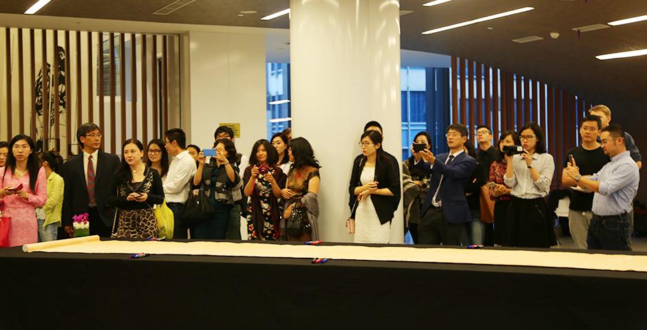 "Ode to Dancing Ink" of Qin Feng at NYU Shanghai Art Gallery Opening on October 25, 2015.  (Photo by: Annie Seaman)