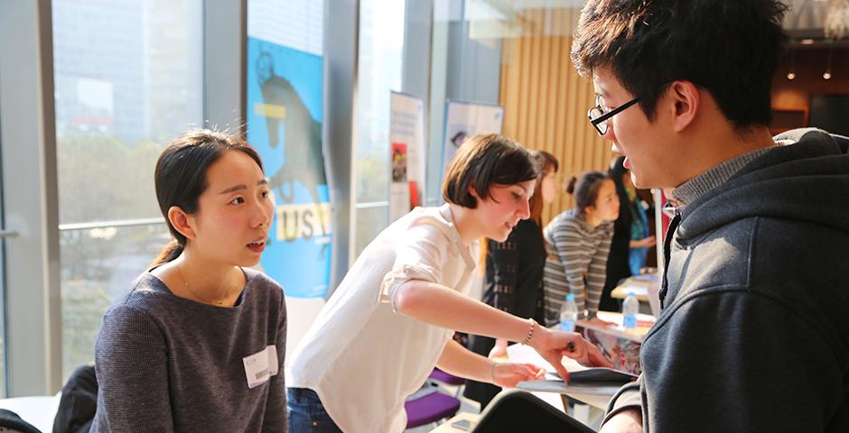 The Spring Internship Fair at NYU Shanghai saw some 22 companies with over 50 representatives recruiting students for internship opportunities on March 25. (Photo by: Shikhar Sakhuja)