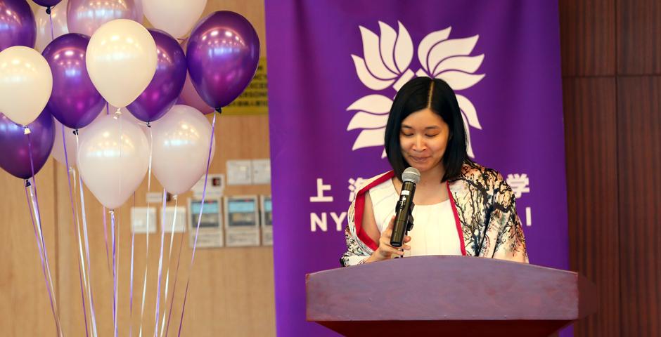 On the eve of graduation, NYU Shanghai seniors who had excelled in the Arts, Sciences, Engineering and Business were recognized in an academic awards ceremony in front of parents and faculty. (Photo by: NYU Shanghai)