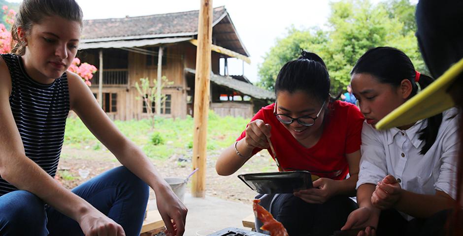 Twelve students from NYU Shanghai visited Hunan Province under a Dean’s Service Scholar (DSS) trip for rural education work during March. NYU Shanghai students used project-based methods to present English lessons at the Suining No. 1 High School. (Photos by: Shikhar Sakhuja)