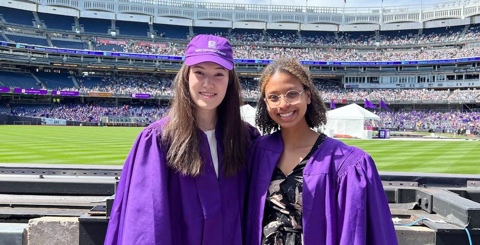 (Left) Jaime Cantwell &#039;22 and Miranda Wilmot &#039;22. “I really appreciate how much work the staff put into making sure we were able to gather as an NYU Shanghai community here in New York!”