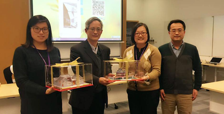 Master paper craftsman Huifang Zhang shared his experiences building architectural replicas with NYU Shanghai students on December 1 (Photos by: NYU Shanghai)