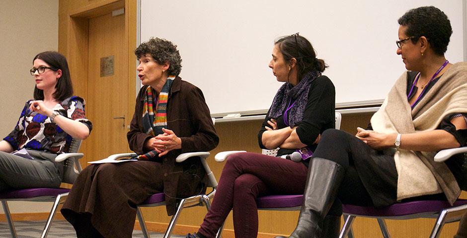 In celebration of International Women’s Day, NYU Shanghai university leaders Joanna Waley-Cohen, Hongxia Liu, Charlene Visconti, Jean Wu, Marianne Petit, and Almaz Zelleke discuss their unique career paths. March 9, 2015. (Photo by Sunyi Wang)