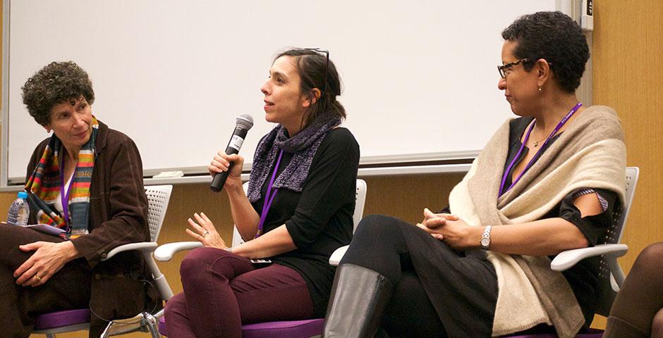 In celebration of International Women’s Day, NYU Shanghai university leaders Joanna Waley-Cohen, Hongxia Liu, Charlene Visconti, Jean Wu, Marianne Petit, and Almaz Zelleke discuss their unique career paths. March 9, 2015. (Photo by Sunyi Wang)