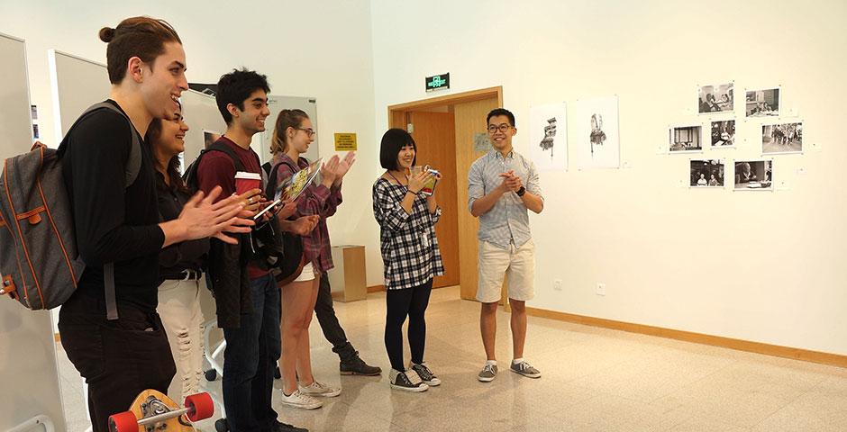 Students display their photo and video projects for NYU Shanghai&#039;s latest gallery exhibition. May 13, 2015.