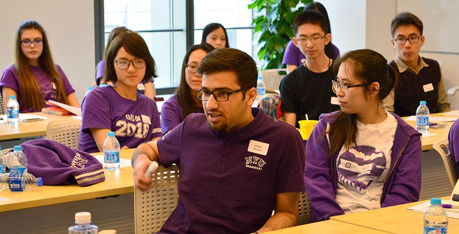 This year&#039;s Orientation Ambassadors share fun facts about themselves during training. April 25, 2015. (Photo by Shelly Lu &amp; Joyce Tan)