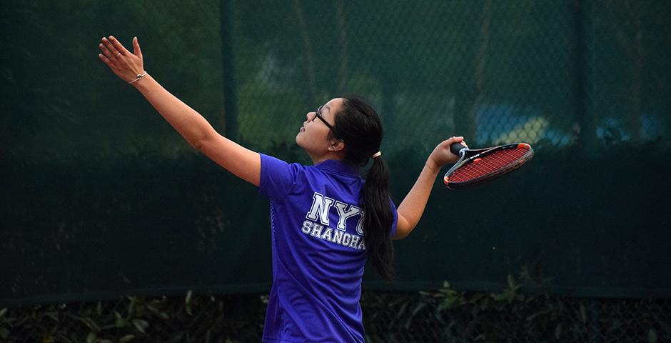 NYU Shanghai Tennis won big in its team debut after a hectic day of action on November 14 at a tournament hosted by Xi'an Liverpool University (Photo by: Jose Reyes)