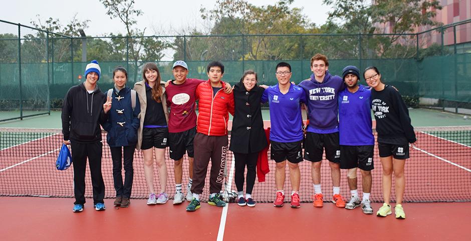 NYU Shanghai Tennis won big in its team debut after a hectic day of action on November 14 at a tournament hosted by Xi'an Liverpool University (Photo by: Jose Reyes)