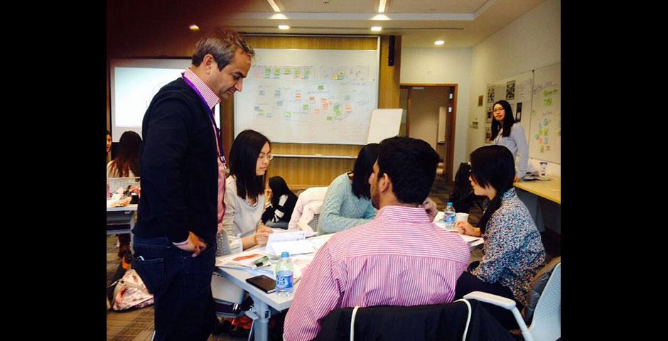 The first-ever DBS Digital Express Challenge at NYU Shanghai provides participants with Design Thinking and Lean Startup methodology training. January 22, 2015. (Photo by Tannia Xia)