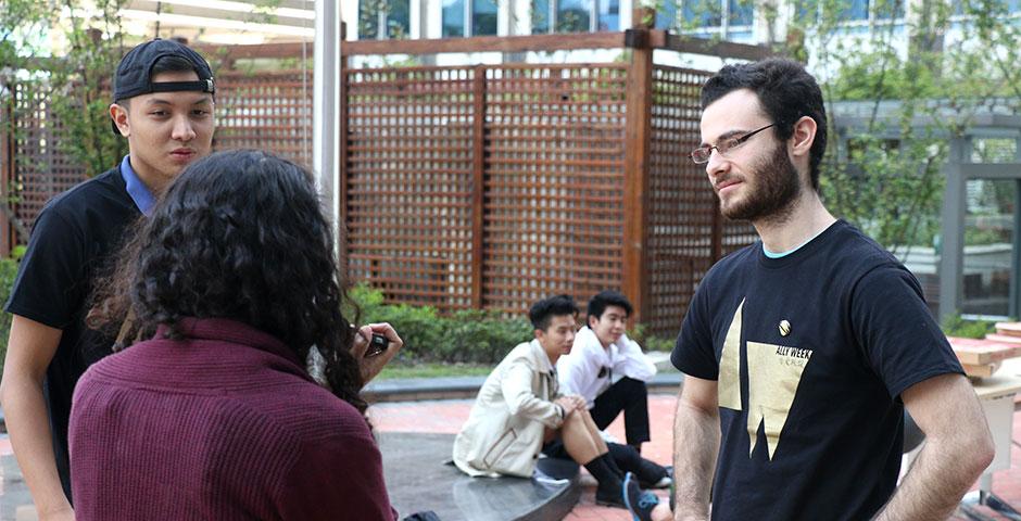 NYU Shanghai kicks off this year's Ally Week with an afternoon picnic bash outside the Academic Building. April 12, 2015. (Photo by Kadallah Burrowes)