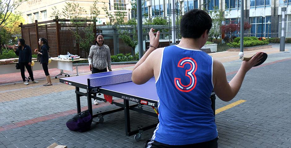 NYU Shanghai kicks off this year's Ally Week with an afternoon picnic bash outside the Academic Building. April 12, 2015. (Photo by Kadallah Burrowes)