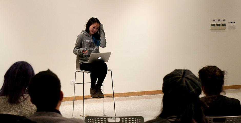 Members of the NYU Shanghai community gather to discuss micro-aggression, the unintentional discrimination against another group based on common misconceptions or stereotypes. April 14, 2015. (Photo by Kadallah Burrowes)