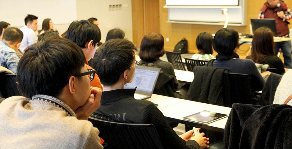 BarCamp returns to NYU Shanghai with a full day of tech-related workshops and presentations for both students and the public. March 14, 2015. (Photo by Zhijian Xu)