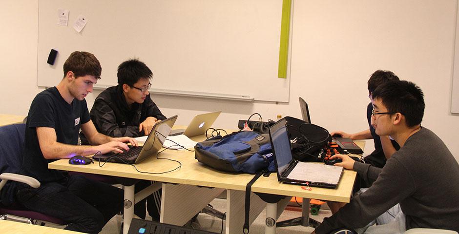 NYU Shanghai students participate in HackNYU, a global EdTech hackathon that spans NYU&#039;s many global sites. April 10-12, 2015. (Photo by Yi Zhao)