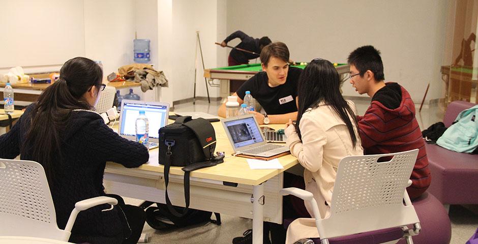 NYU Shanghai students participate in HackNYU, a global EdTech hackathon that spans NYU&#039;s many global sites. April 10-12, 2015. (Photo by Yi Zhao)