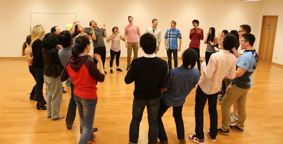 Students audition for the Fall 2015 season of 'Reality Show: Shanghai' for a chance to be a part of a theater production reflecting the challenges and opportunities of being a new NYU Shanghai student. March 13, 2015. (Photo by Kevin Pham)