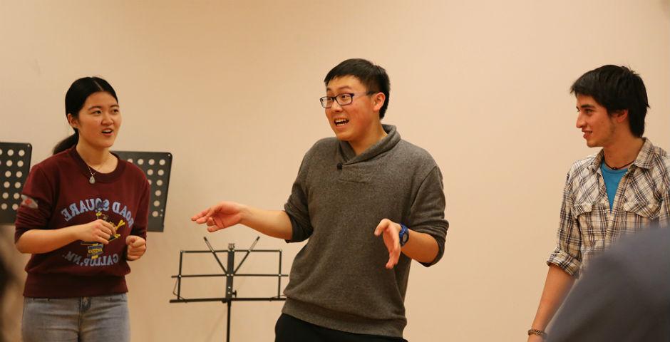 Students audition for the Fall 2015 season of 'Reality Show: Shanghai' for a chance to be a part of a theater production reflecting the challenges and opportunities of being a new NYU Shanghai student. March 13, 2015. (Photo by Kevin Pham)