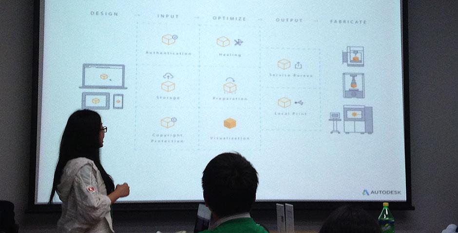 Participants of the Autodesk IMA Spring 2015 Smart Home Design Challenge present their projects at Autodesk. Final presentations are set to take place at the end of the semester. April 13, 2015. (Photo by Marianne Petit)