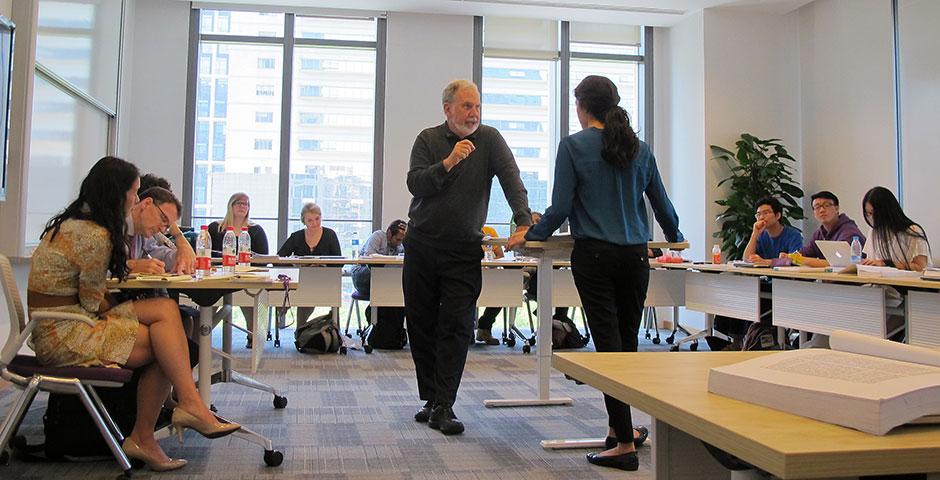 Students question authority, and the answer is victory. Students debate over &quot;Steel Cage Match&quot; with NYU President and Professor John Sexton in his final course in Shanghai. May 13, 2015.