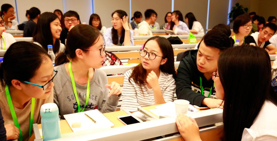 Sep 23~24,  NYU Shanghai hosted the Roots &amp; Shoots Leadership Workshop, attracting over 100 local Shanghai high school students. They heard from Maria Montoya, Dean of Arts and Science, and environmental studies professor, Yifei Li. Members from NYU Shanghai’s GreenShanghai club also shared experiences of how to innovate change and take action on campus. (Photo by: NYU Shanghai)