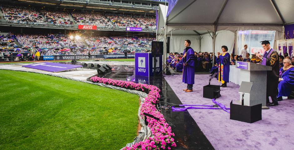 The 186th All-University Commencement Exercises was celebrated in New York at Yankee Stadium on Wednesday, May 16, 2018. ( Photo by: Saskia Kahn )