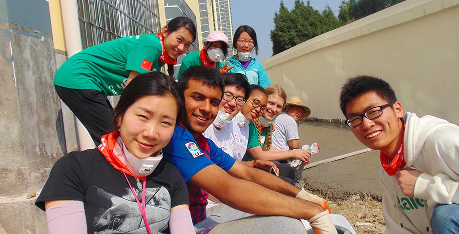 NYU Shanghai Deans' Service Scholars (DSS) visited Zhenfeng County, Guizhou Province, in March to work with Raleigh China in building a playground at a local school. (Photo by: Haider Ali)