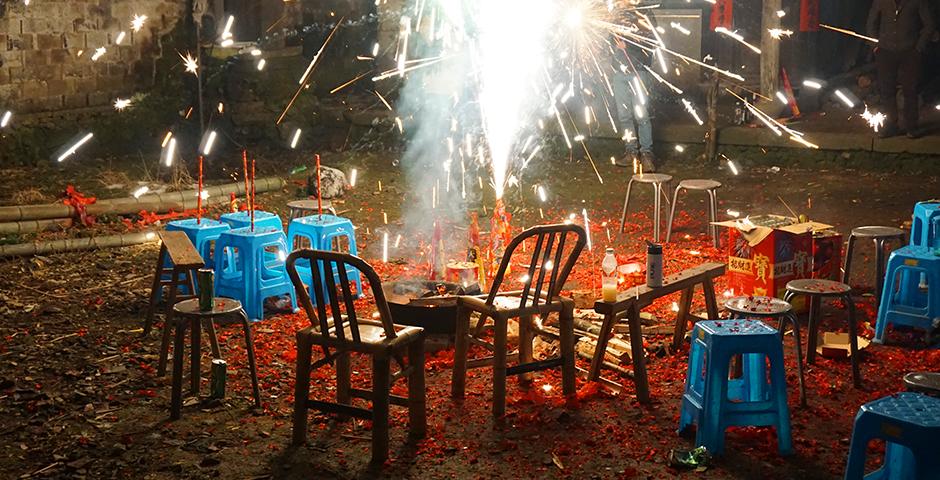 As soon as the sun went down we joined in the celebrations by setting off fireworks and firecrackers to ring in the new year. Late into the night, we could still hear the cracking and popping of exploding fireworks.  (Photo by: Annie Seaman)