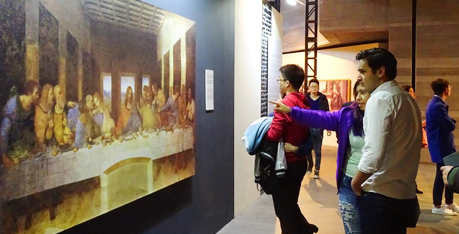 NYU Shanghai students took a Saturday off campus to explore the renowned exhibition, "Da Vinci: The Genius" at The Hub. The exhibit showcased models of Da Vinci's inventions as well as reprints of his most famous pieces of art. (Photo by: Annie Seaman)