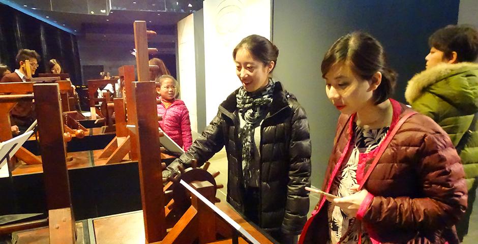 NYU Shanghai students took a Saturday off campus to explore the renowned exhibition, "Da Vinci: The Genius" at The Hub. The exhibit showcased models of Da Vinci's inventions as well as reprints of his most famous pieces of art. (Photo by: Annie Seaman)