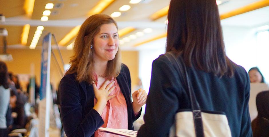 NYU Shanghai students presented themselves to some 50 companies with over 100 representatives at a university internship fair on April 15. (Photos by: NYU Shanghai)