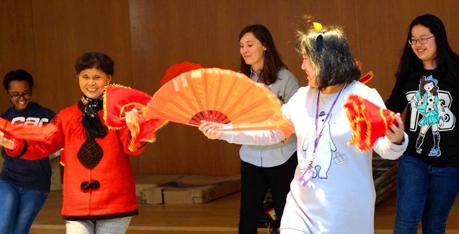 In celebration of the Lantern Festival this year of the rooster, the Chinese Language Program, in collaboration with Residential Education organized a gathering with games and activities including paper lantern decoration and calligraphy. (Photo by: NYU Shanghai)