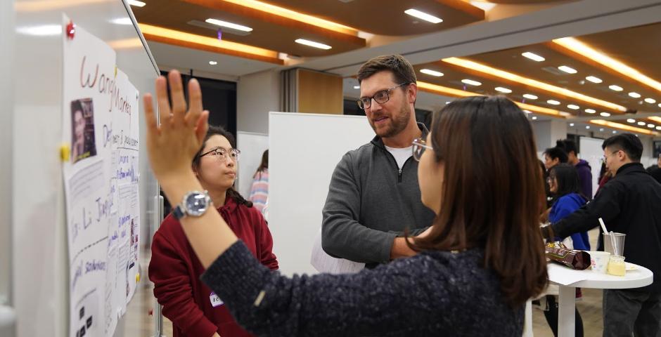 First year students in English for Academic Purposes (“EAP”) shared their final projects in an End of Semester Show on the 15th floor December 10.