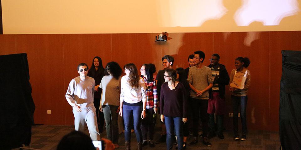 NYU Shanghai students wrote, rehearsed, and performed four plays in 24 hours. November 8, 2014. (Photo by Annie Seaman)