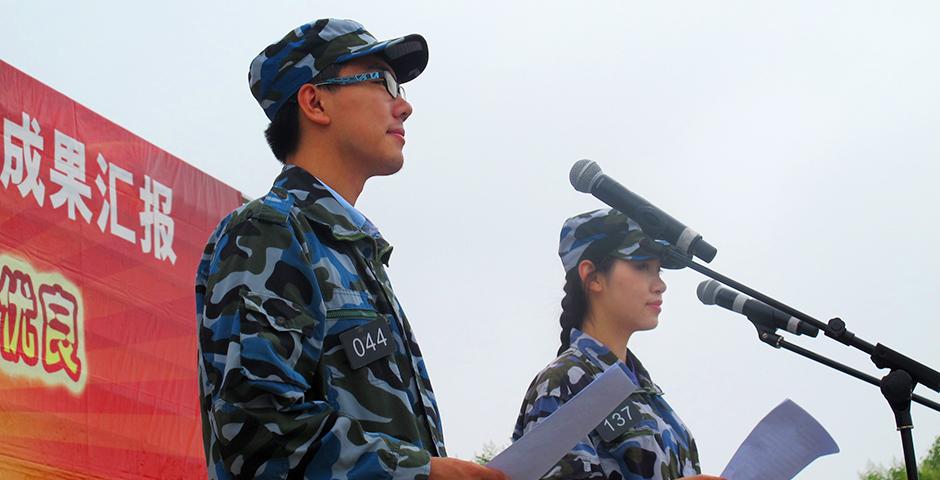 Over 150 Chinese freshmen, a handful of sophomores and one volunteer foreign student participated in compulsory military training for 10 days at a drill camp west of Shanghai. (Photos by: NYU Shanghai)