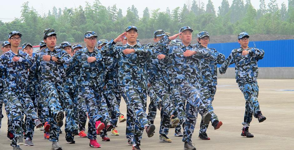 Over 150 Chinese freshmen, a handful of sophomores and one volunteer foreign student participated in compulsory military training for 10 days at a drill camp west of Shanghai. (Photos by: NYU Shanghai)
