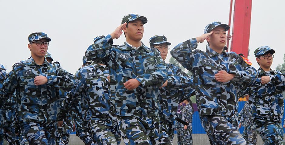 Over 150 Chinese freshmen, a handful of sophomores and one volunteer foreign student participated in compulsory military training for 10 days at a drill camp west of Shanghai. (Photos by: NYU Shanghai)