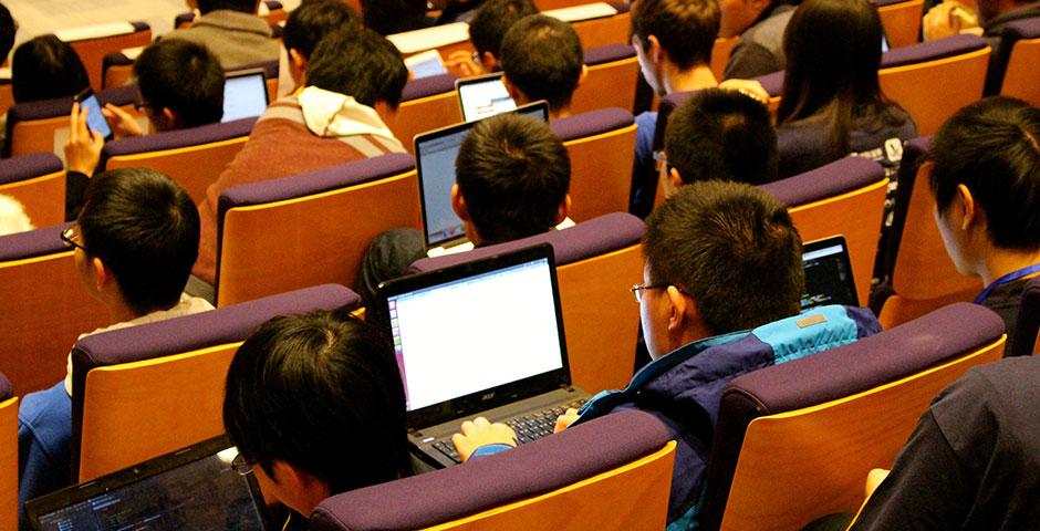 250 of the world's top student programmers competed in HackShanghai, a 24-hour coding marathon. November 15-16, 2014. (Photo by Sunyi Wang)