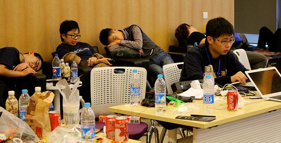 250 of the world's top student programmers competed in HackShanghai, a 24-hour coding marathon. November 15-16, 2014. (Photo by Sunyi Wang)