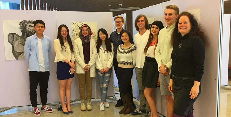 Students in Professor Barbara Edelstein’s Introduction to Studio Art presented end-of-semester work on April 28. (Photos by: NYU Shanghai)