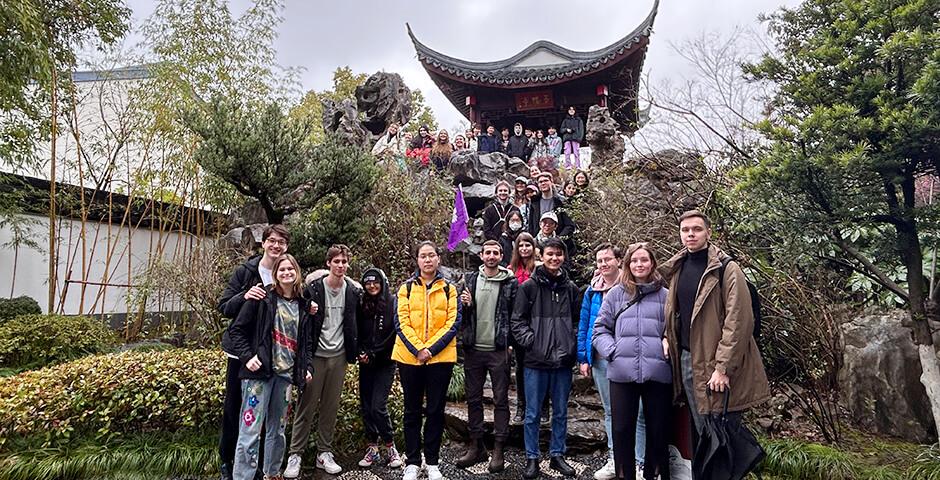 [Beyond the Magnolia House] Each year Center for New Student Programs would take first year students to day trip of Zhujiajiao, a famous traditional watcher town that near Shanghai. Students cna take a boat tour to have a dive in experience of Chinese culture, and have some snacks and tea by the beautiful river side.