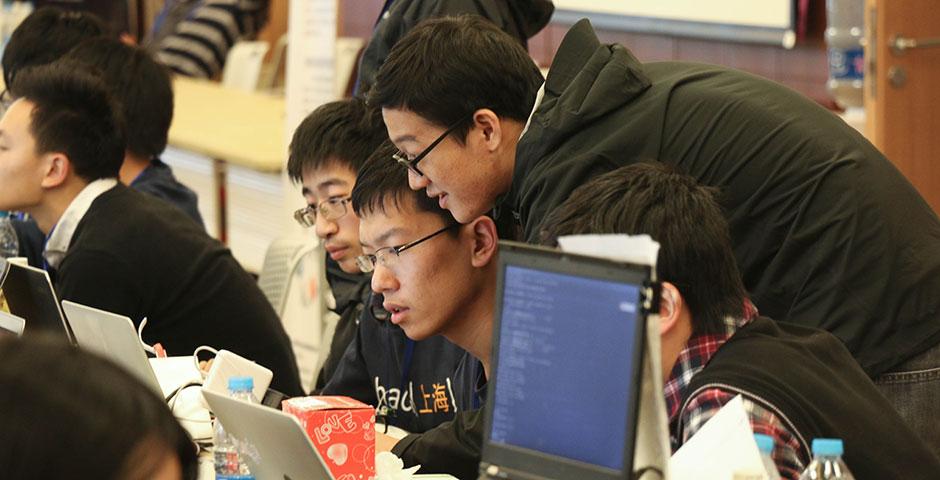 250 of the world's top student programmers competed in HackShanghai, a 24-hour coding marathon. November 15-16, 2014. (Photo by Kadallah Burrowes)