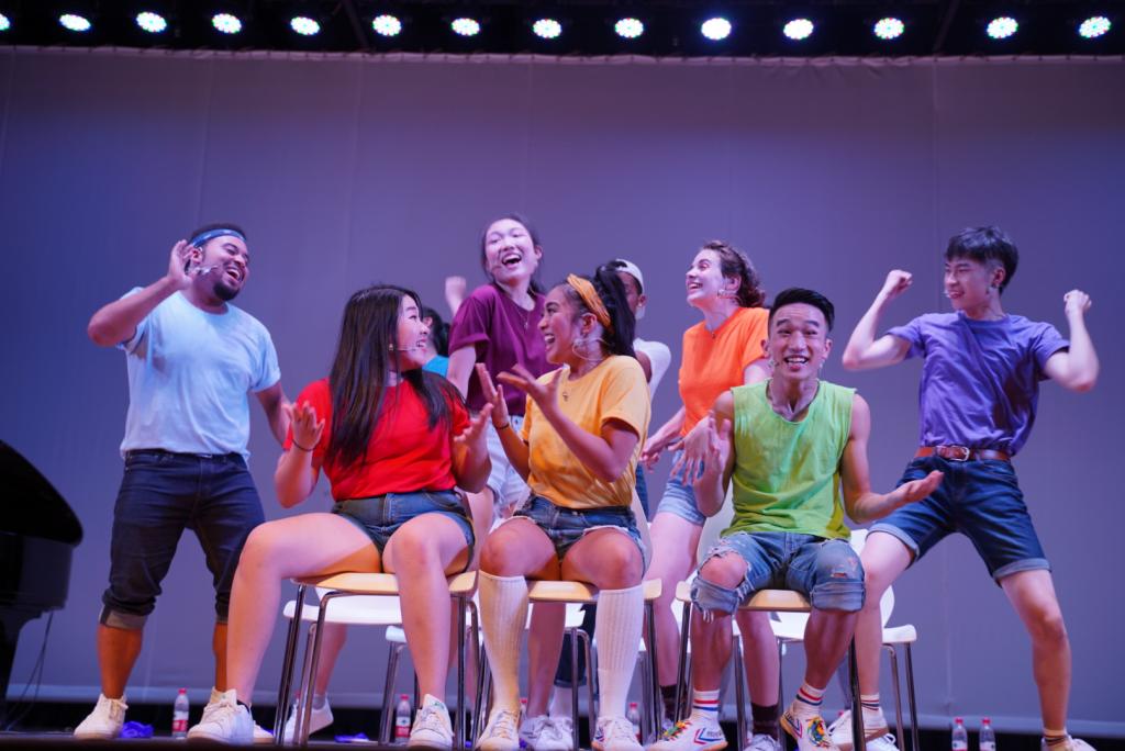 The whole cast is involved with composing, writing lyrics, brainstorming, choreography, and screenwriting --the process is all about teamwork. Each cast spends two months in New York City creating new content and improving their skills. (The cast has finally understood that blue in Chinese is 蓝色. “听得懂”）