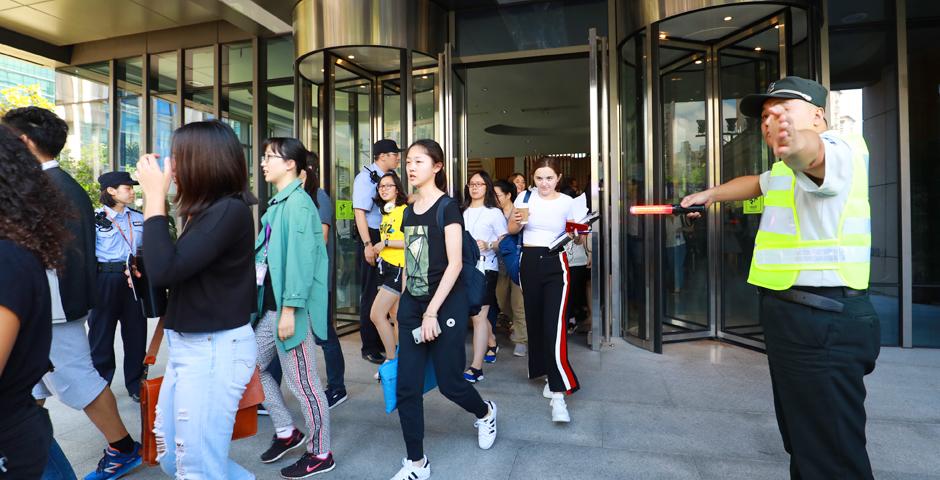 On September 14, Pudong Public Security Bureau assisted NYU Shanghai with the first fire drill of the semester! (Photo by: NYU Shanghai)