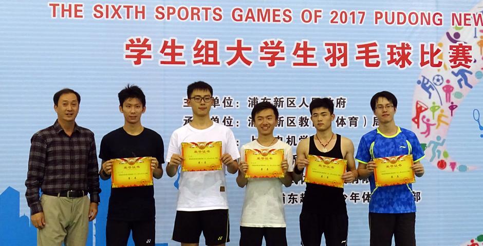 On September 23 and 24, 6 members from NYU Shanghai’s badminton team broke the university record for wins in Pudong’s 6th Sports Games competition at Shanghai DianJi University. (Photo by: NYU Shanghai)