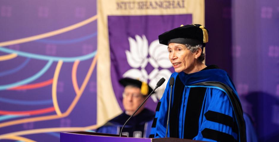 NYU Shanghai Provost Joanna Waley-Cohen delivered the Pronouncement. She said that the graduates were “absolutely unique in what you have accomplished and what you have to offer the world as you step into the next phase of your lives.”